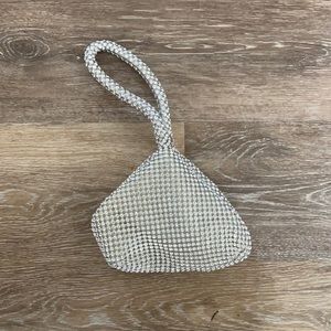 Small silver rhinestone evening purse